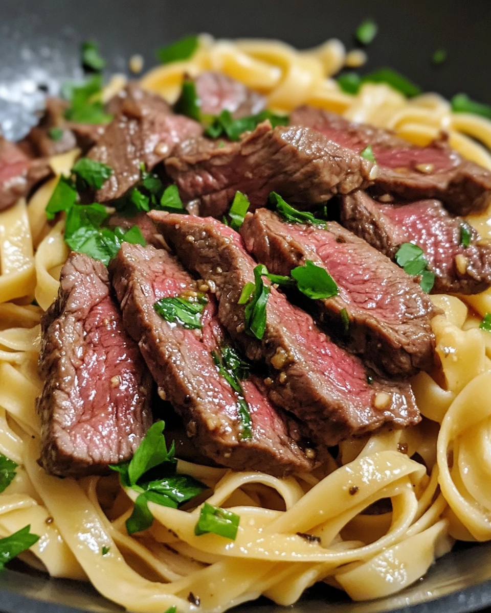  sweet and spicy garlic butter steak pasta