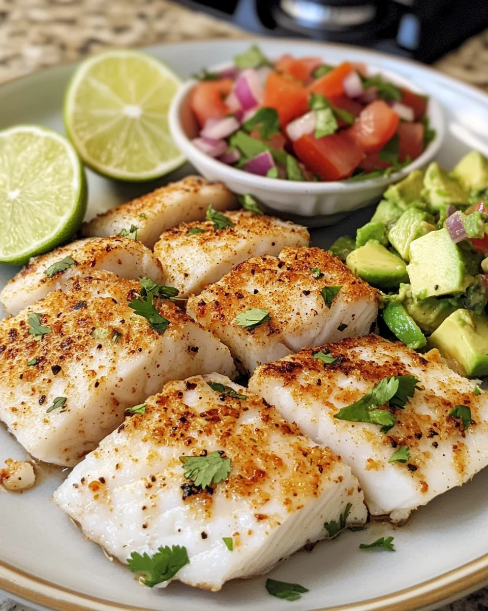 Coconut Lime Fish Topped with Avocado Salsa