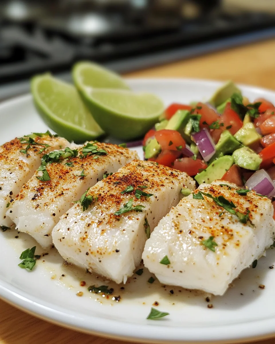 coconut lime fish with avocado sals