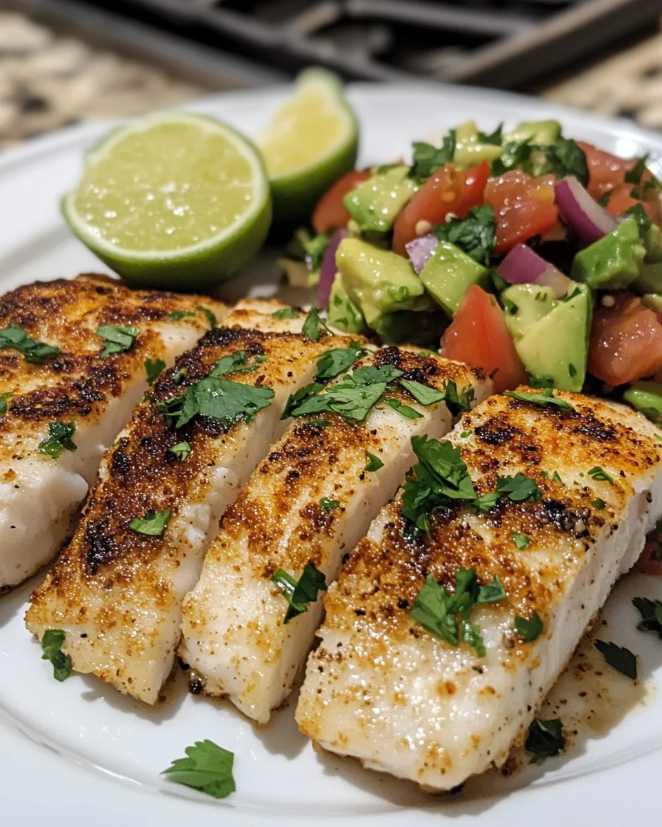 coconut lime fish with avocado sals
