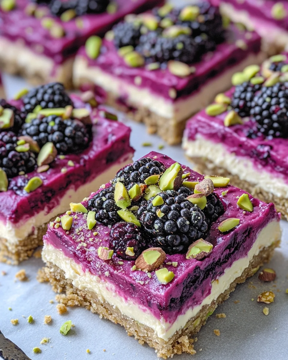 blackberry pistachio dream bars
