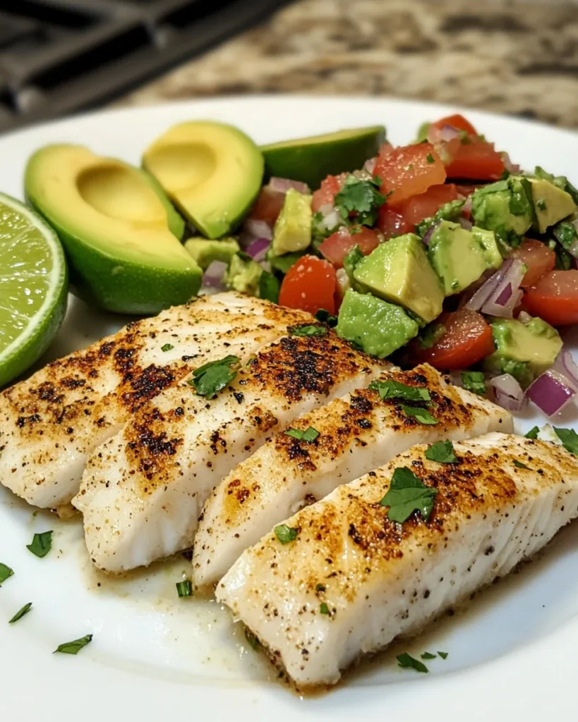 coconut lime fish with avocado sals