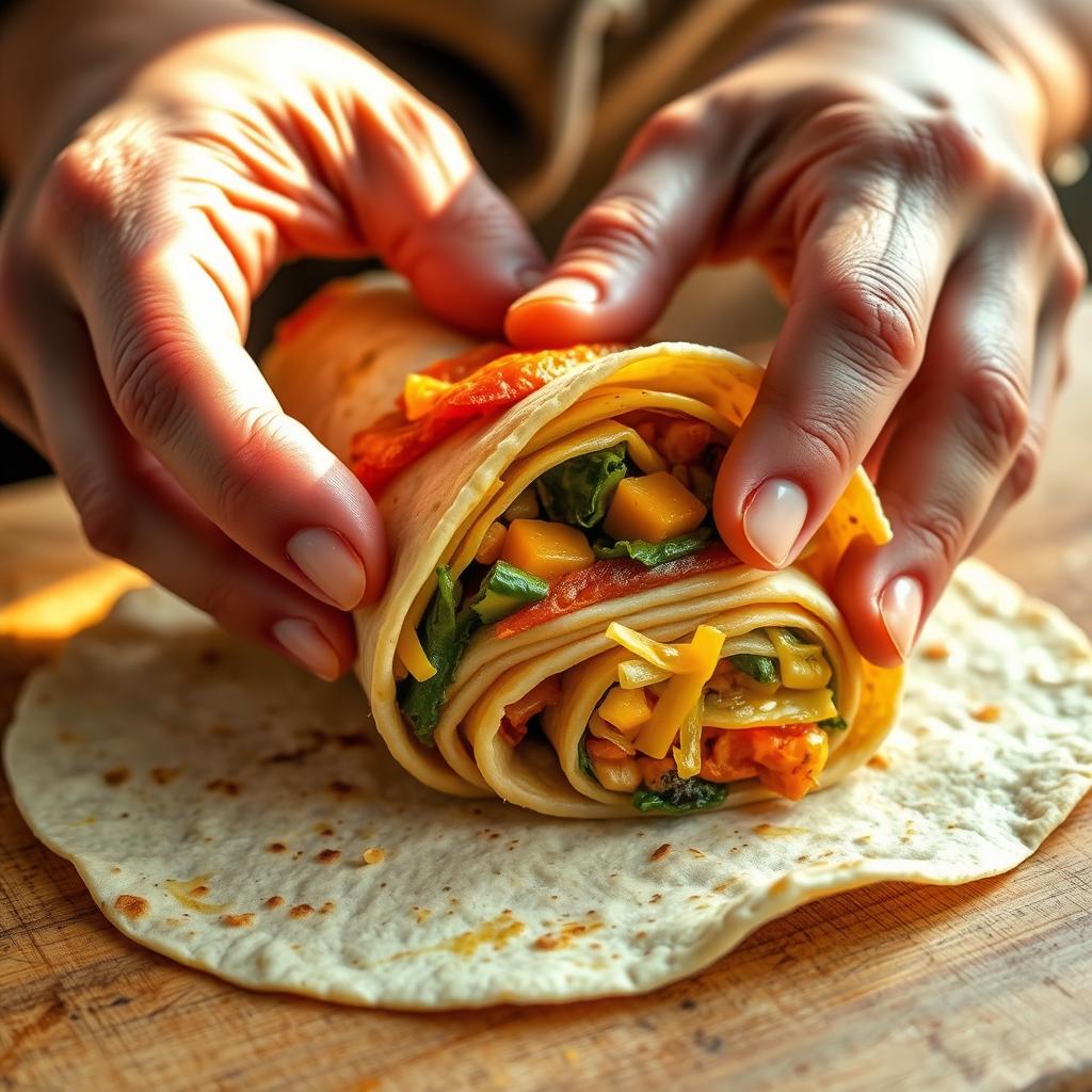Cheesy Vegetable Rollups Rolling Technique