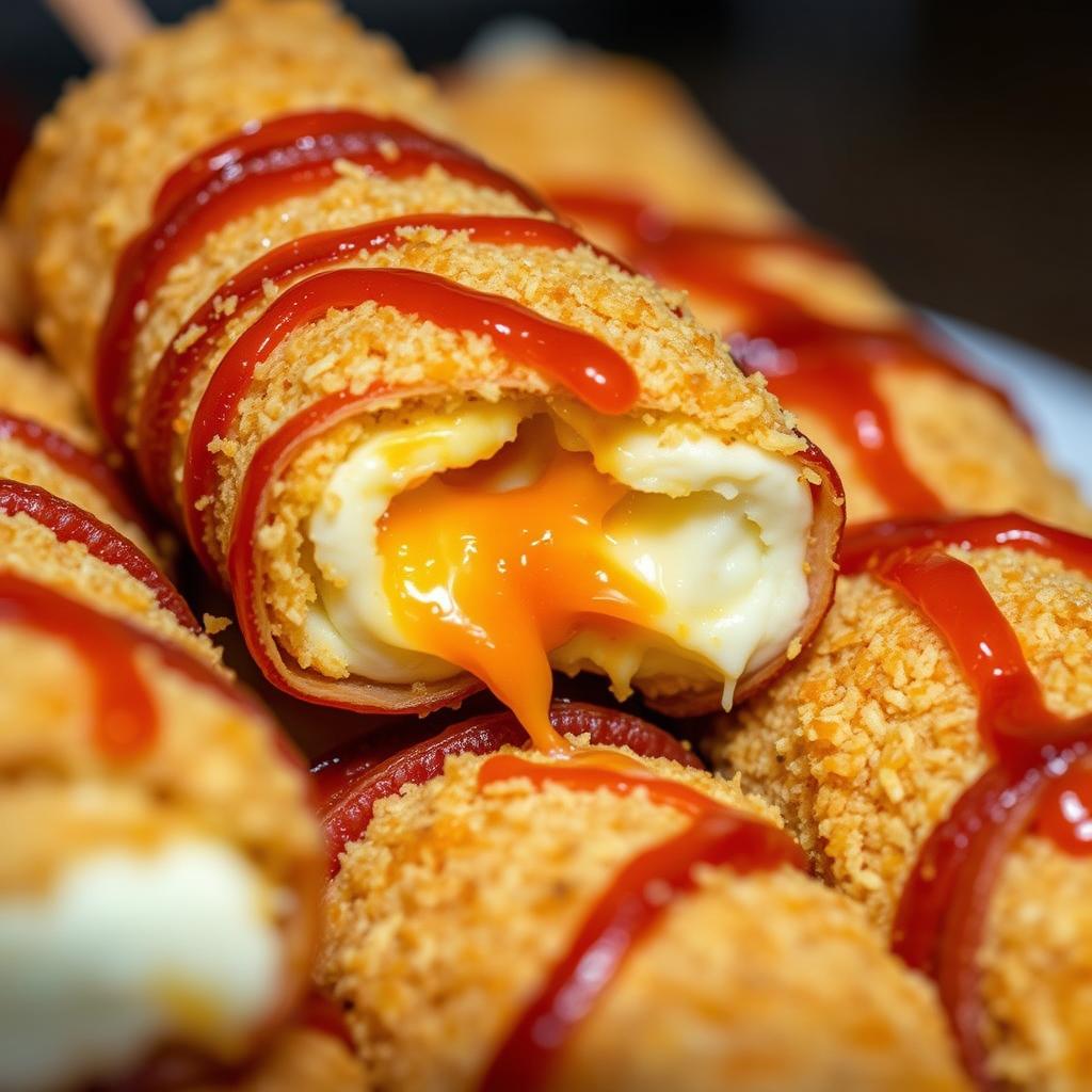 Nashville Hot Bacon Wrapped Mozzarella Sticks