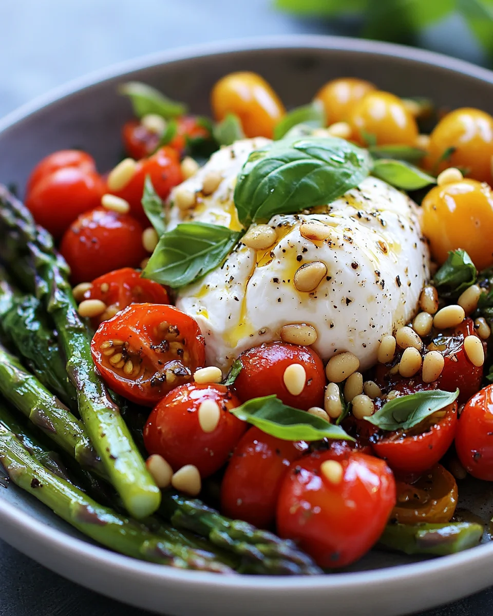 Asparagus Tomato Salad with Burrata Cheese