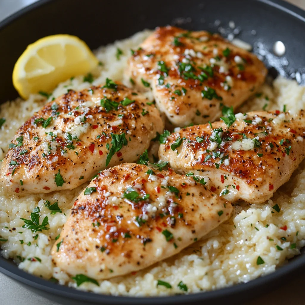 Chicken Scampi with Garlic Parmesan Rice