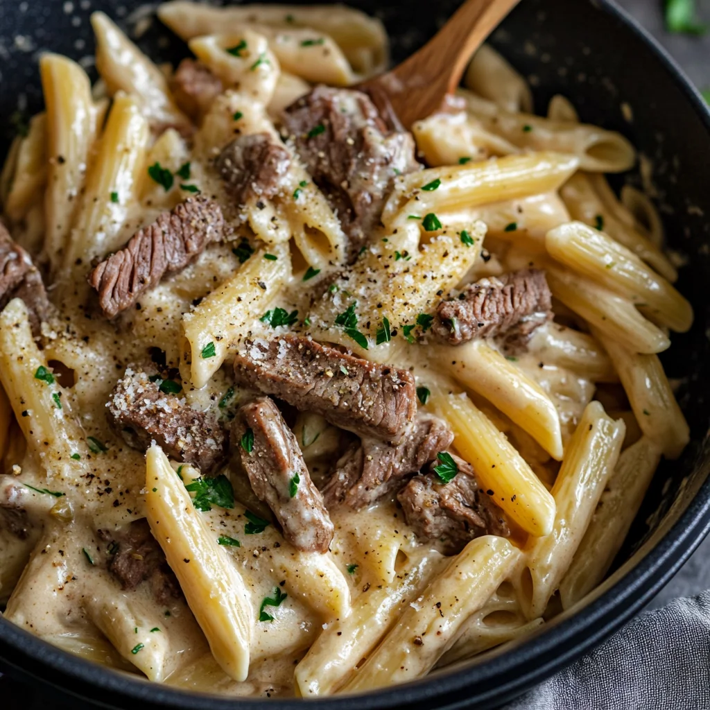 Creamy Garlic Beef Pasta