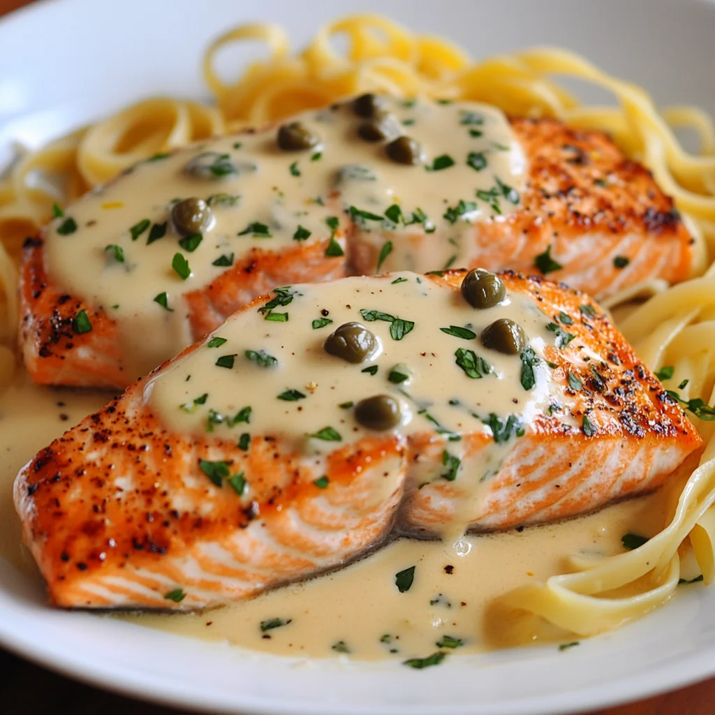 Creamy Salmon Piccata with Lemon and Capers