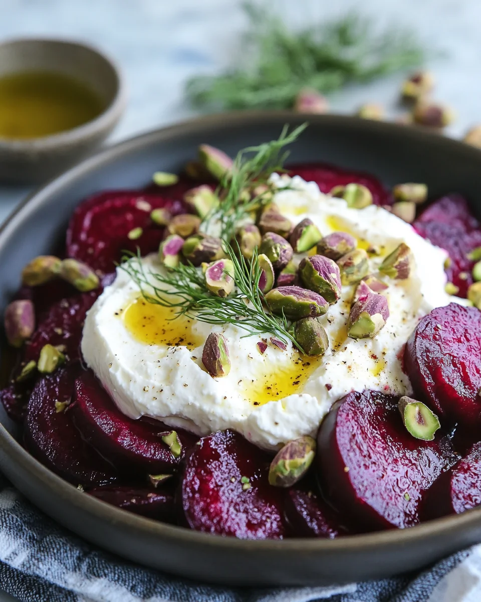 Creamy Whipped Feta with Marinated Beets and Crunchy Pistachios