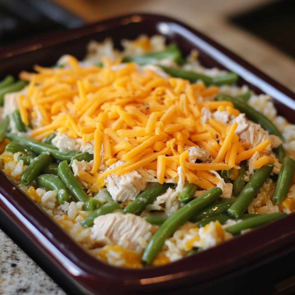 Green Bean and Chicken Rice Bake