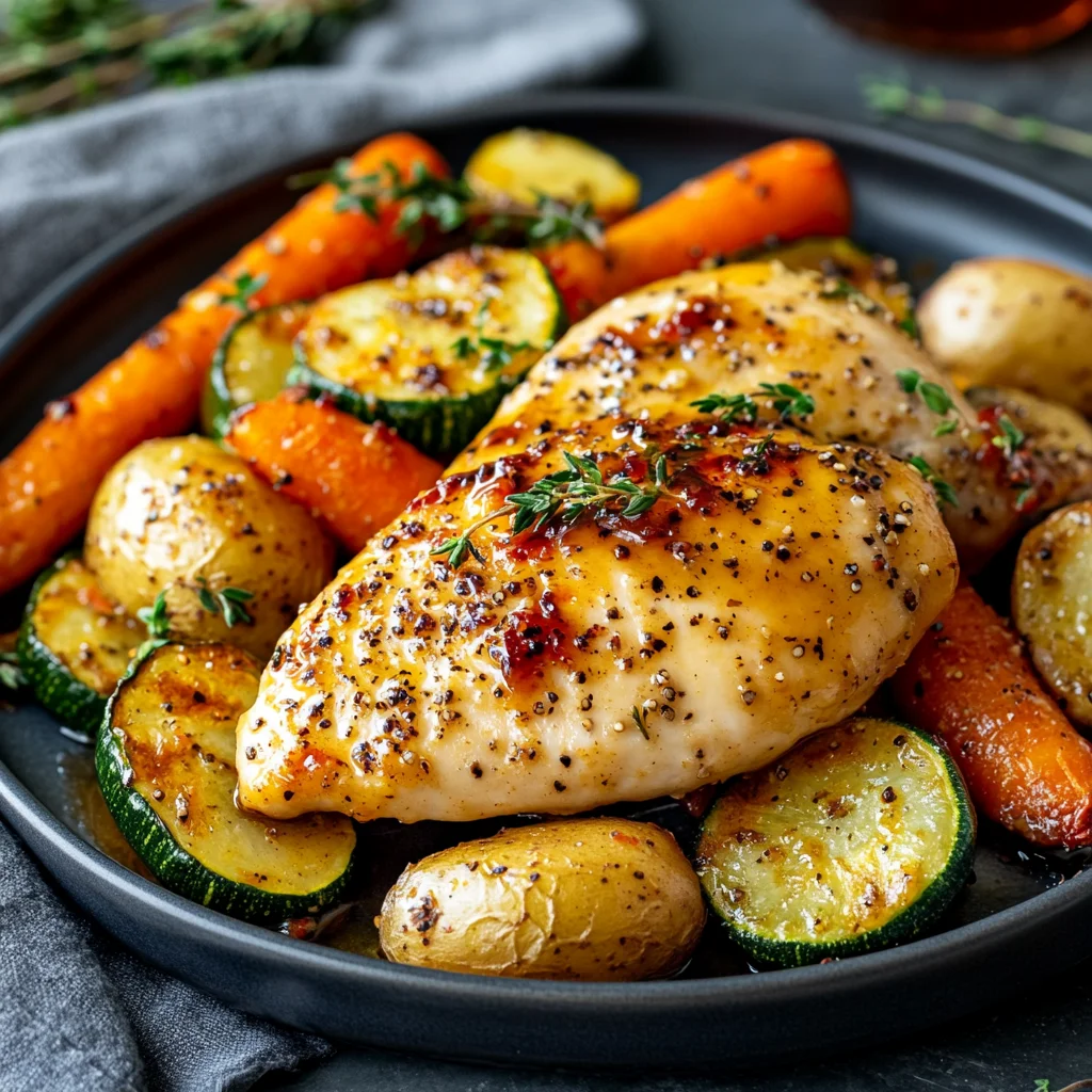 Honey Mustard Glazed Chicken with Roasted Vegetables