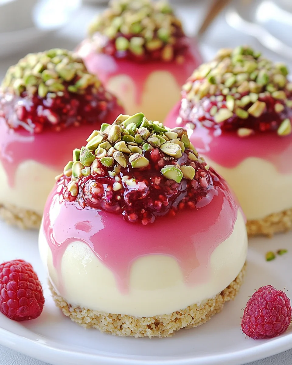Pistachio & Raspberry Cheesecake Domes