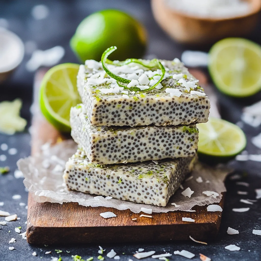 Refreshing No-Bake Chia Pudding Bars with Zesty Coconut Lime Flavor