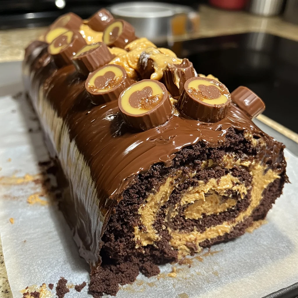 Peanut Butter Cup Chocolate Roll Cake