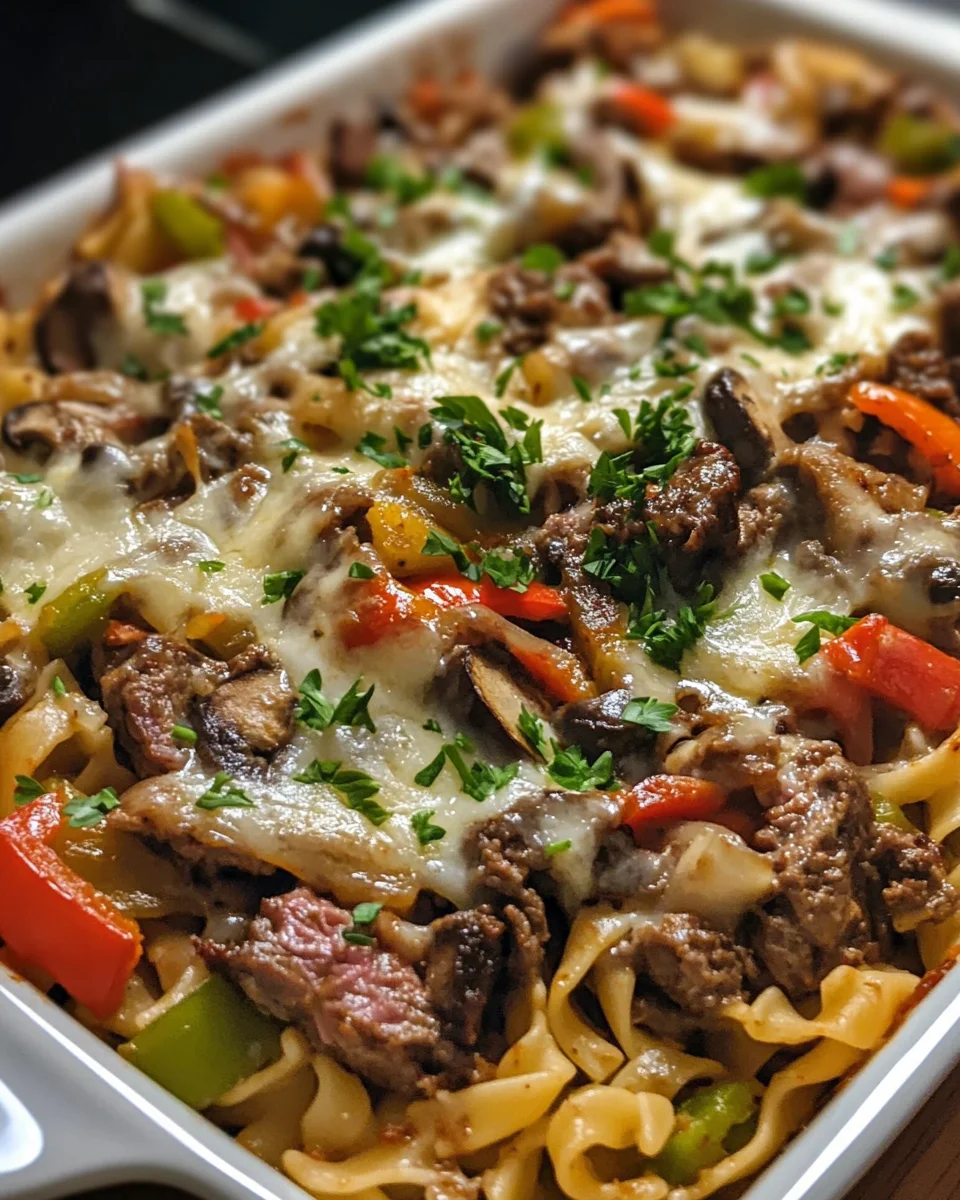 Cheesy Philly Steak Casserole