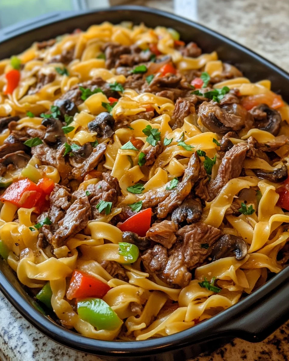 Cheesy Philly Steak Casserole