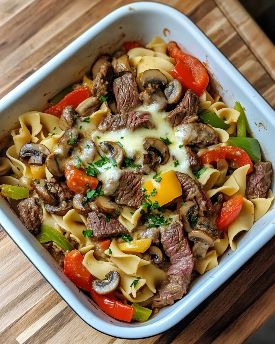 Cheesy Philly Steak Casserole