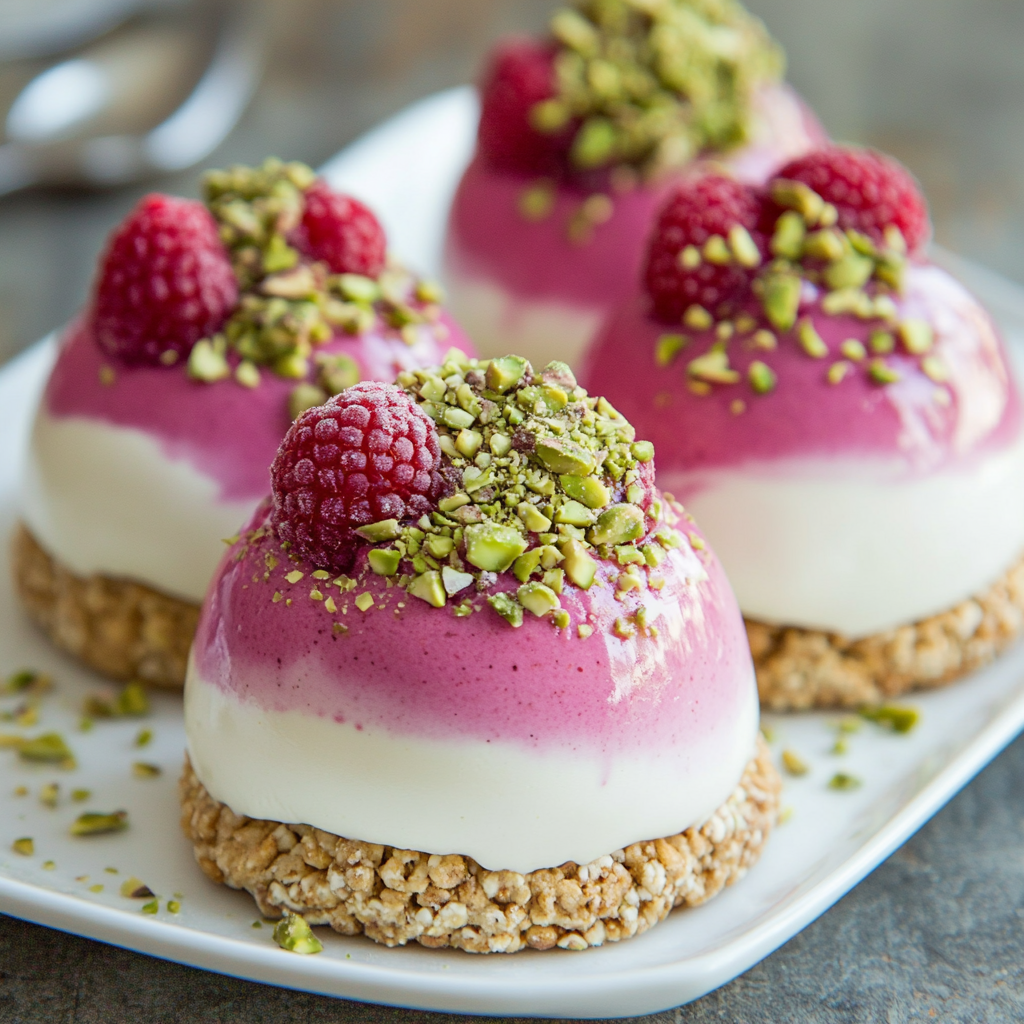 Pistachio & Raspberry Cheesecake Domes