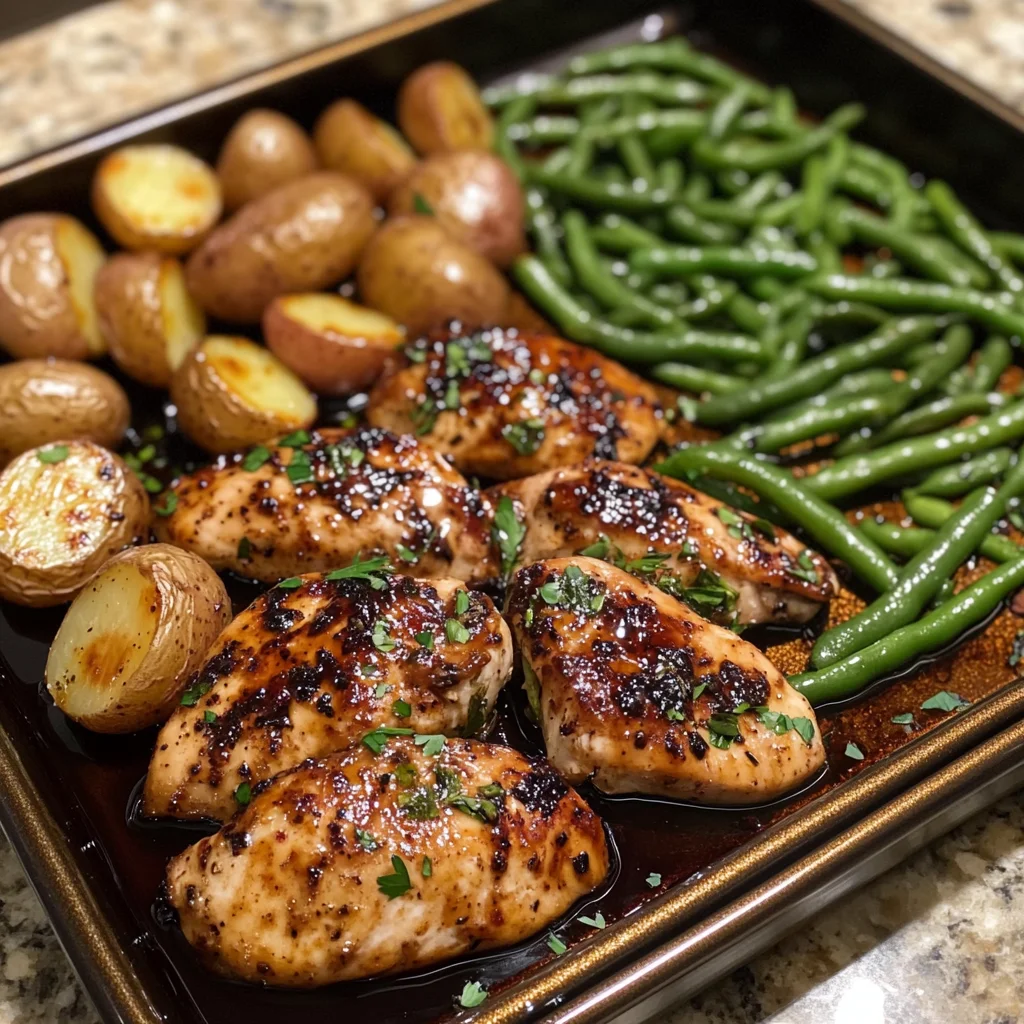 One-Pan Balsamic Chicken with Green Beans and Potatoes