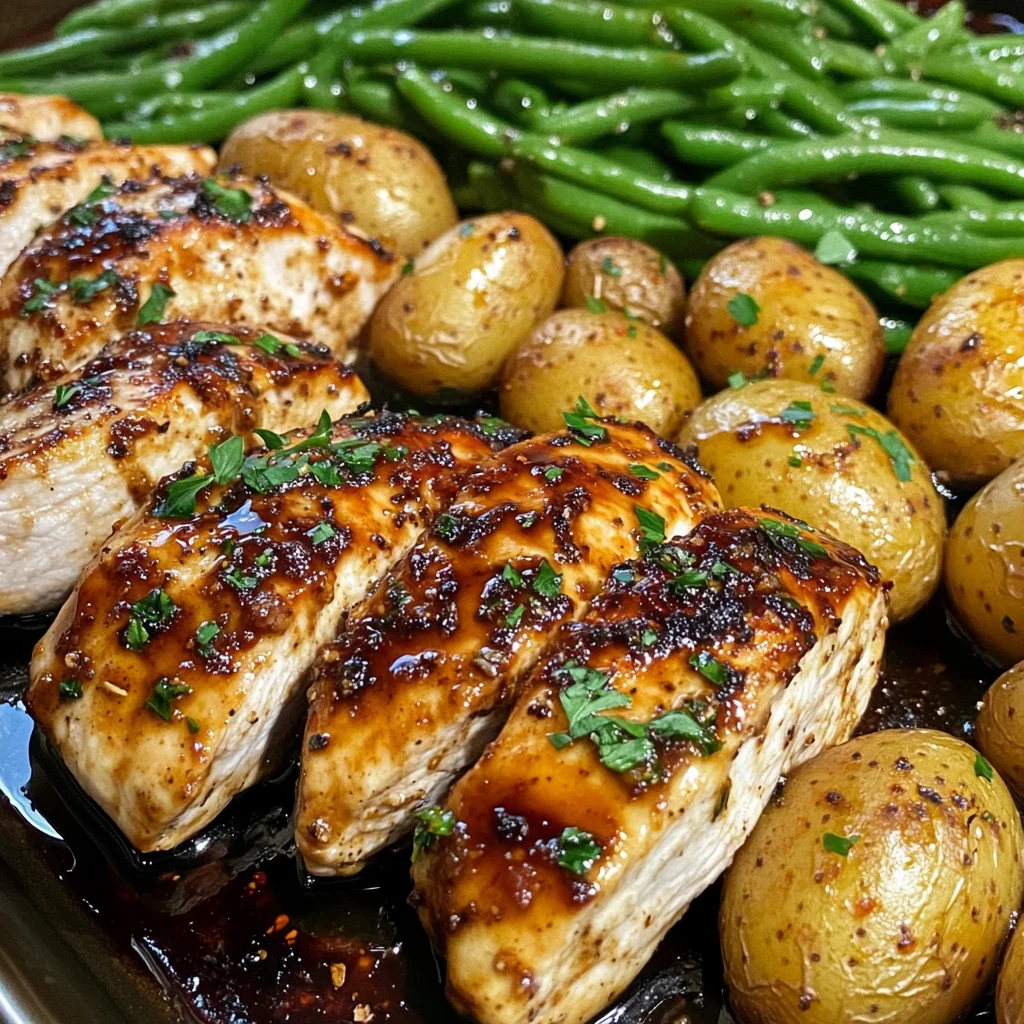 One-Pan Balsamic Chicken with Green Beans and Potatoes