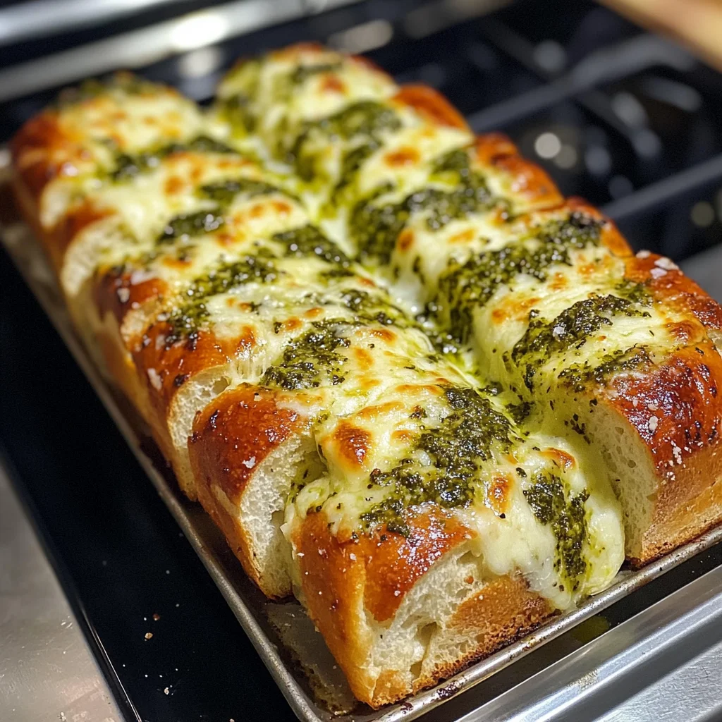 Cheesy Pesto Garlic Bread