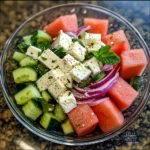 Simple Watermelon Cucumber Feta Salad