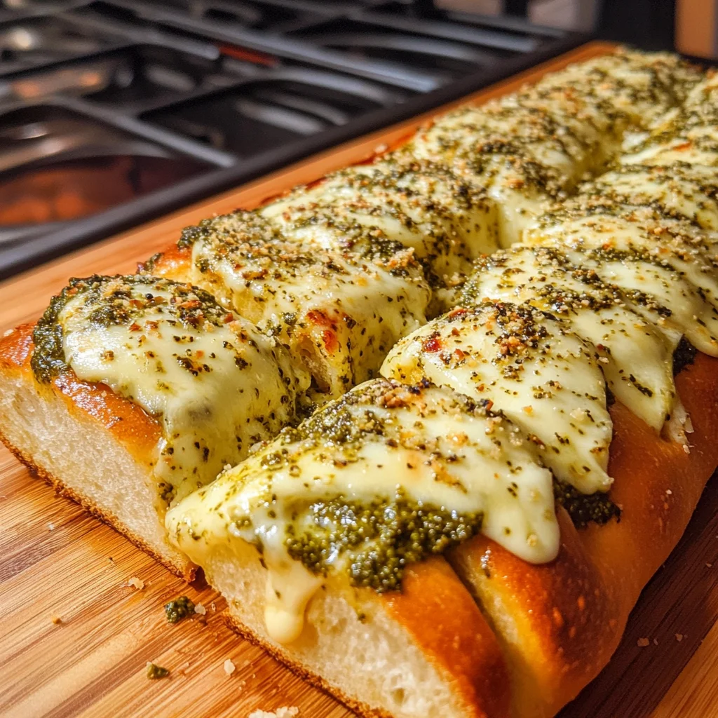 Cheesy Pesto Garlic Bread