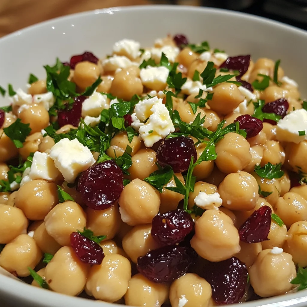 Feta and Cranberry Chickpeas with Apple Cider Vinaigrette