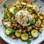 Grilled Zucchini Chickpea Salad with Burrata & Chili Oil