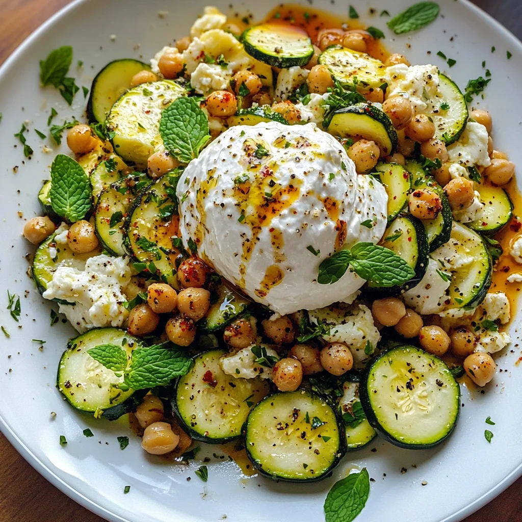 Grilled Zucchini Chickpea Salad with Burrata & Chili Oil