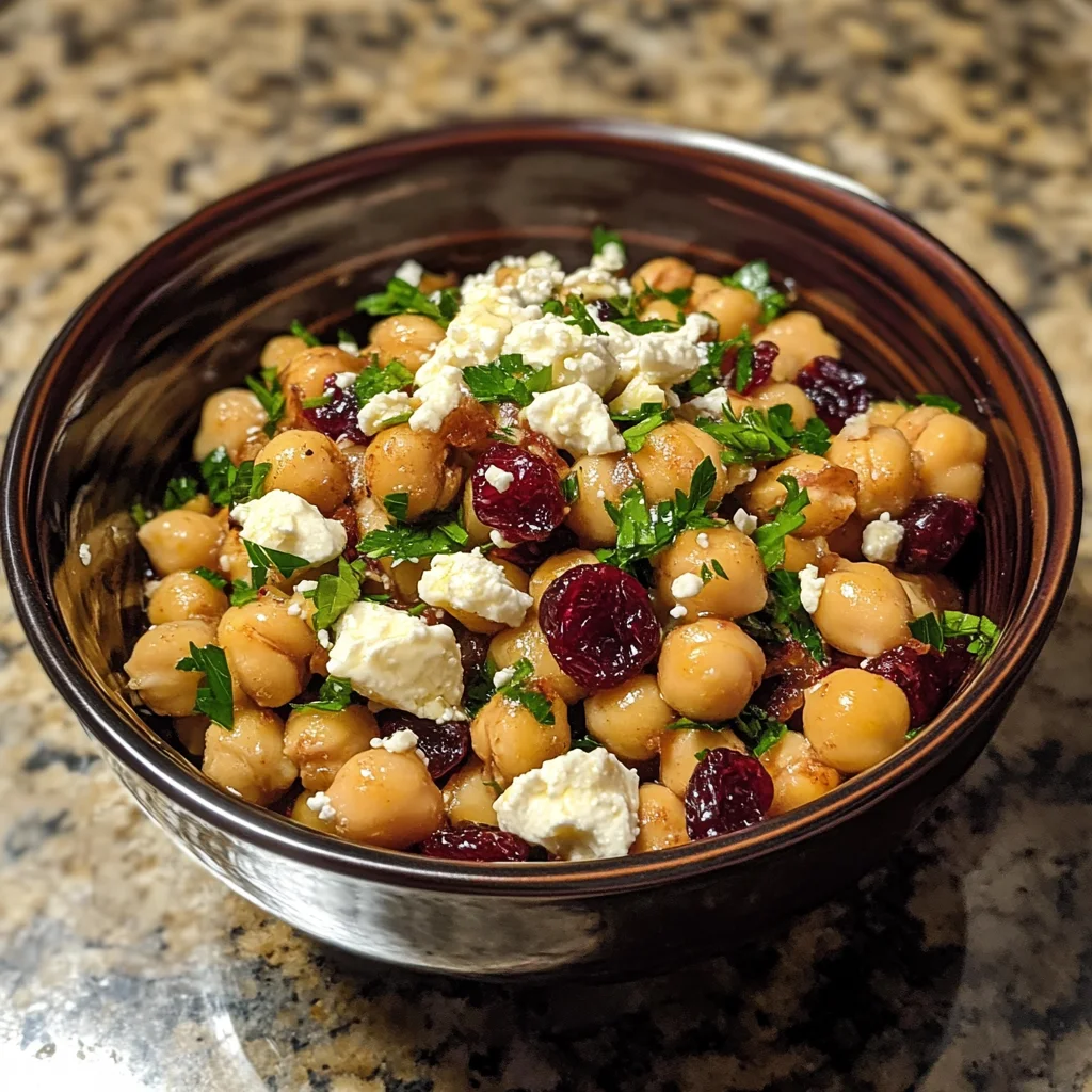 Feta and Cranberry Chickpeas with Apple Cider Vinaigrette