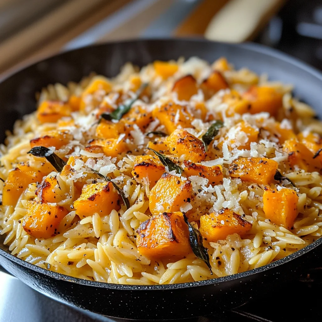 Creamy Orzo Pasta with Roasted Butternut Squash
