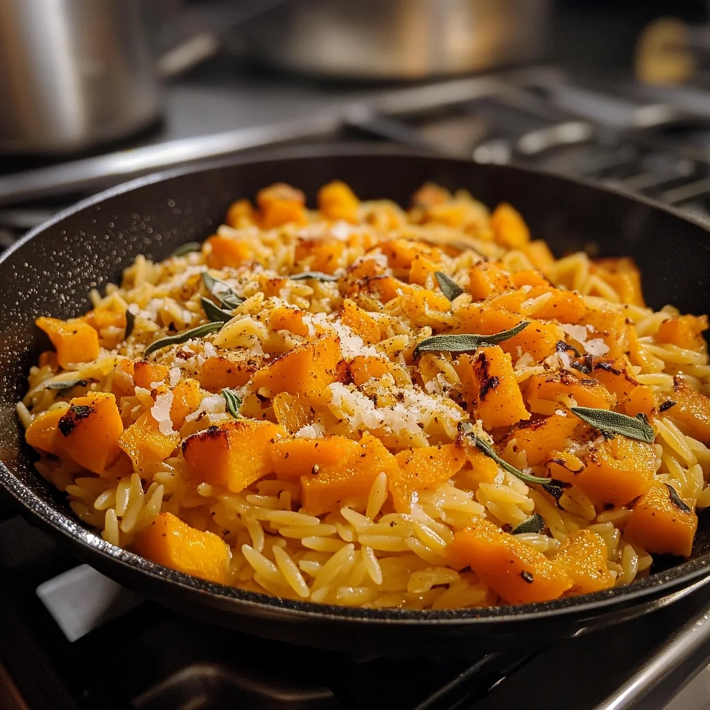 Creamy Orzo Pasta with Roasted Butternut Squash