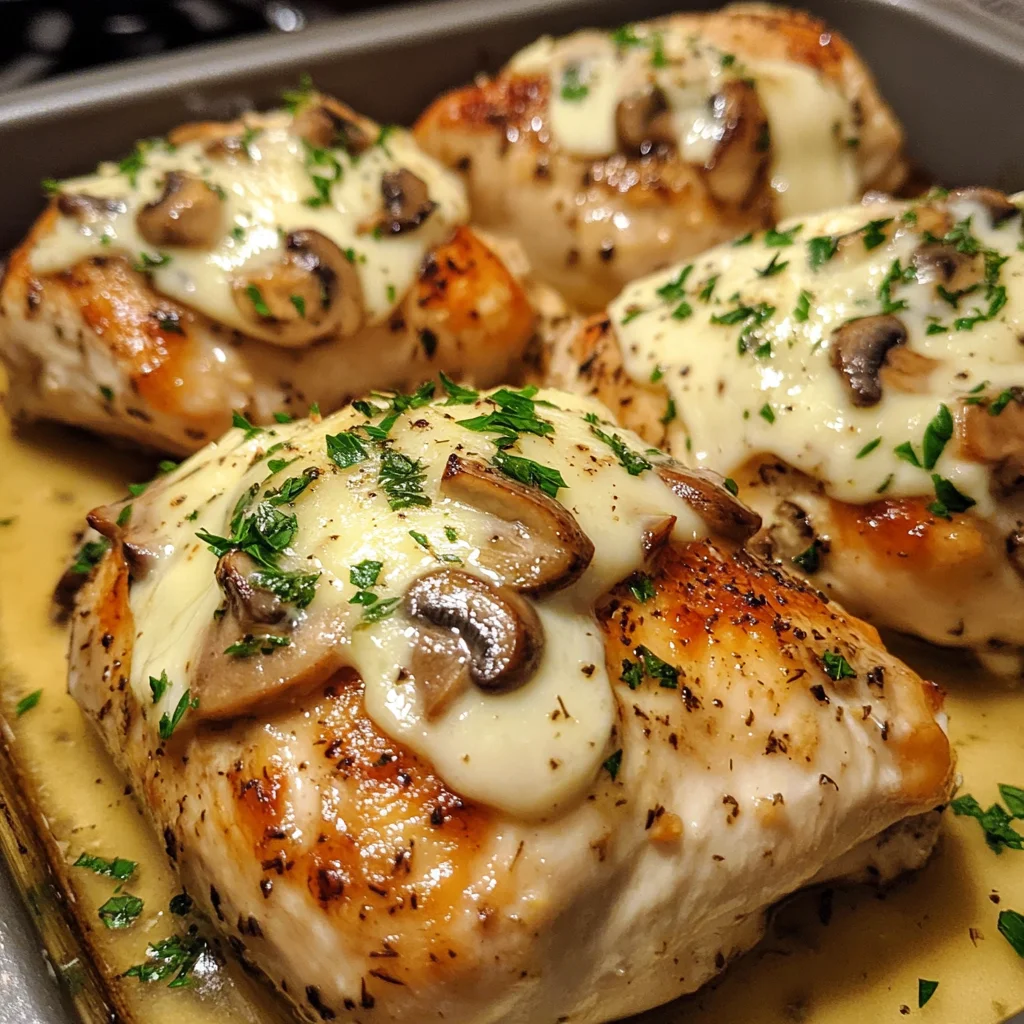 Savory Mushroom Cheese Stuffed Chicken