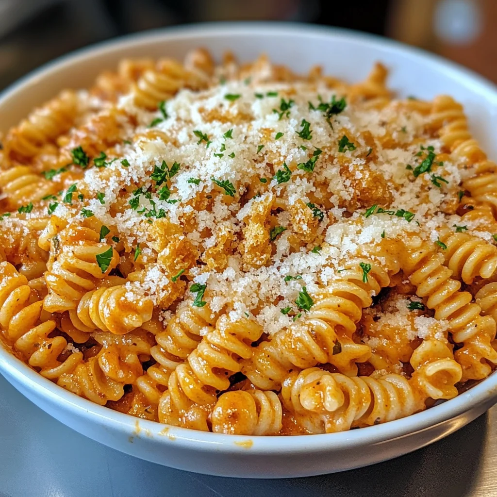 Cheesy Rotini Bake with Crispy Onion Crunch