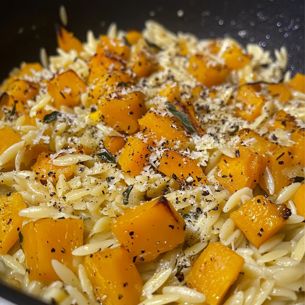 Creamy Orzo Pasta with Roasted Butternut Squash