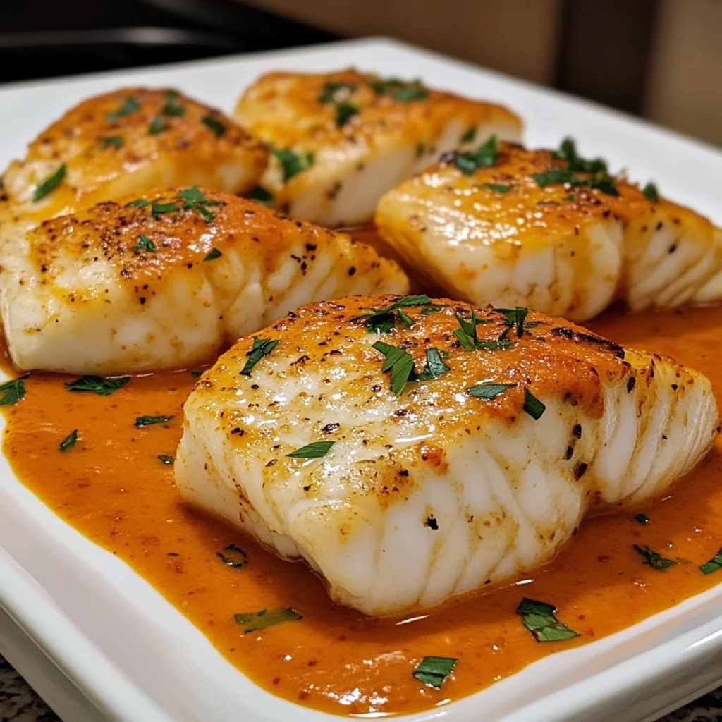 Cod in Roasted Red Pepper Sauce
