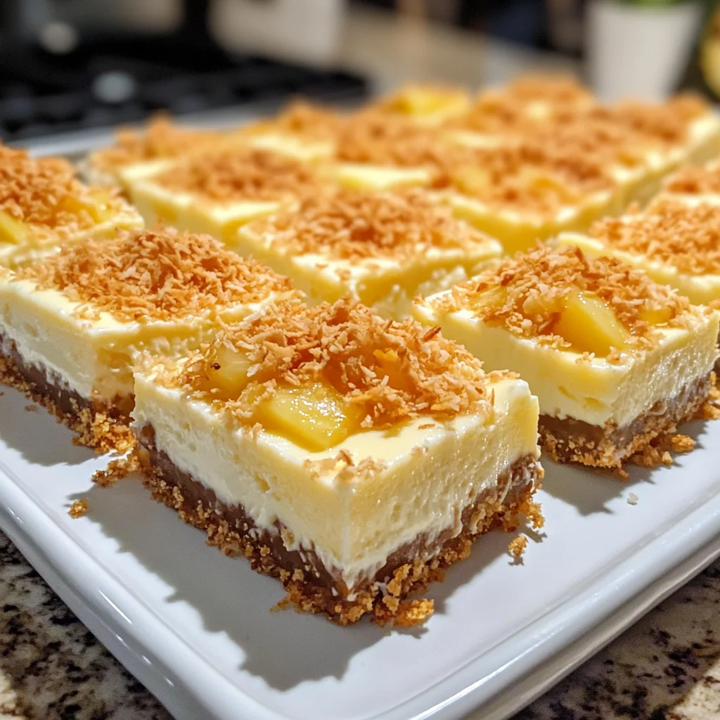 Pineapple Coconut Cheesecake Bars