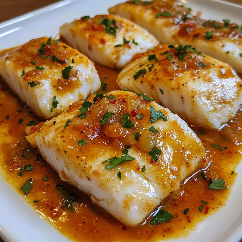 Cod in Roasted Red Pepper Sauce