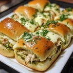 Cheesy Garlic Pesto Chicken Sliders