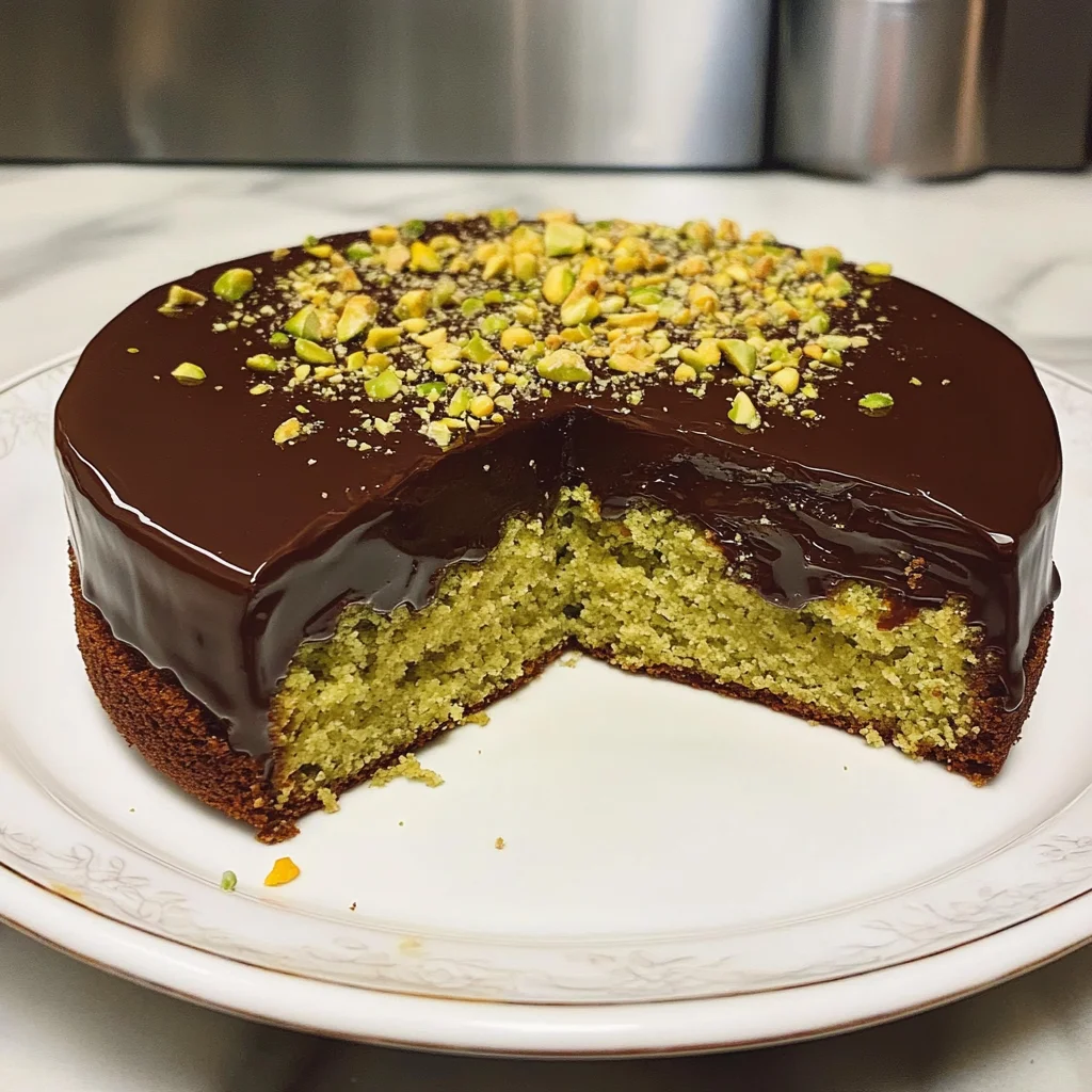 Flourless Pistachio Cake with Chocolate Ganache