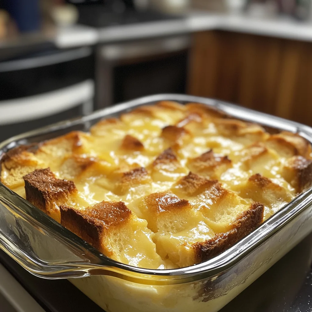 Custard Bread Pudding with Vanilla Sauce