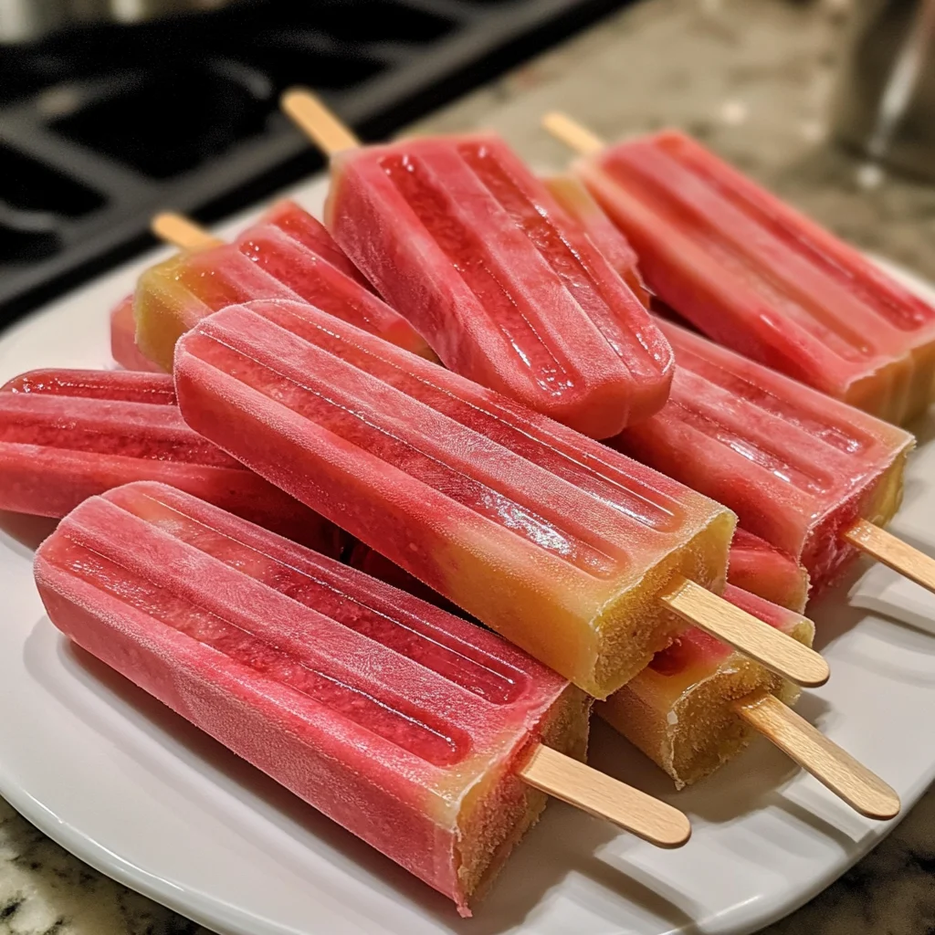 Rhubarb & Strawberry Swirl Popsicles