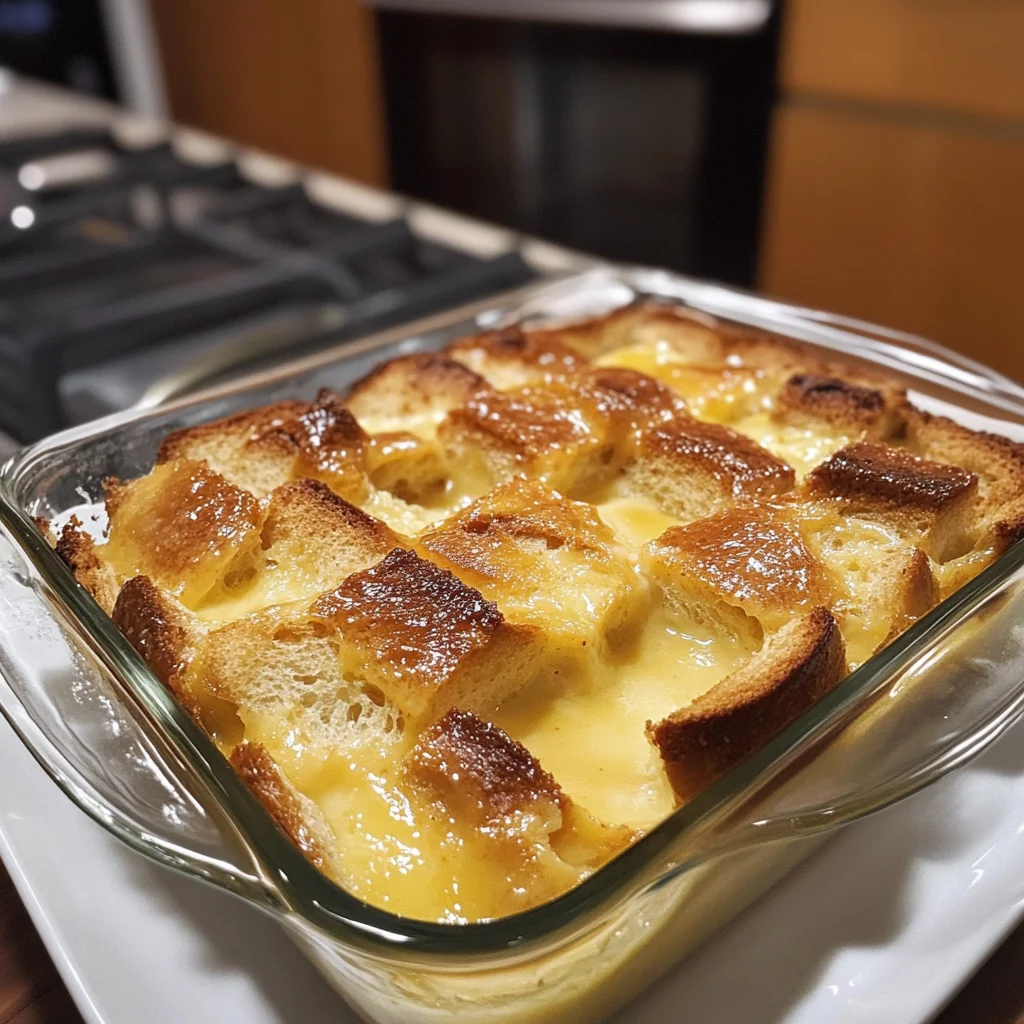 Custard Bread Pudding with Vanilla Sauce