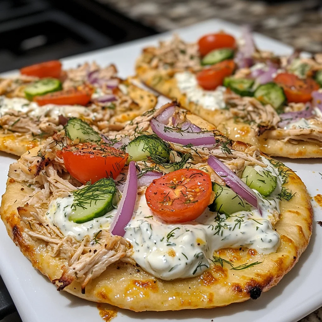Tzatziki Chicken & Veggie Naan Pizza