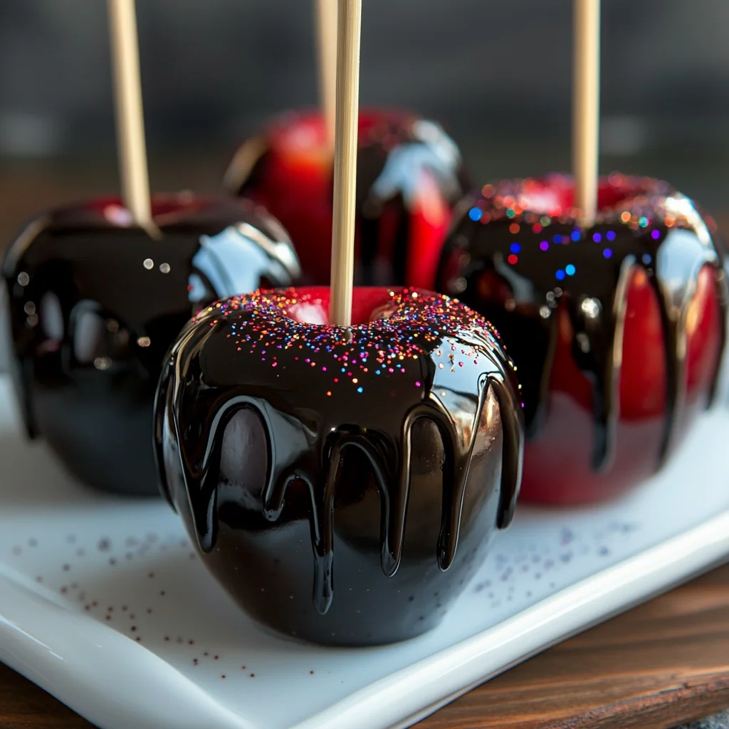 Black Poison Swirl Candy Apples