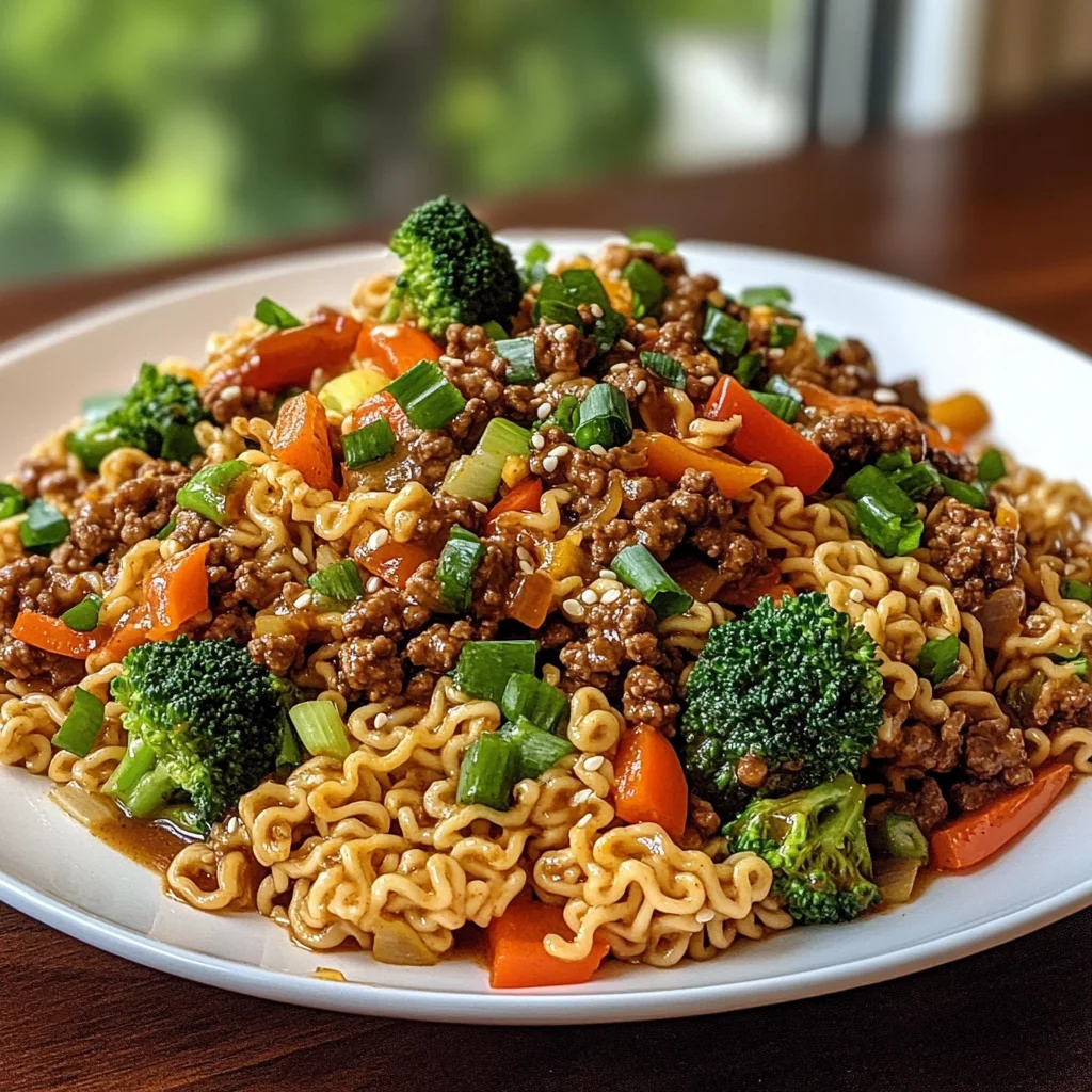 Ground Beef Ramen Skillet