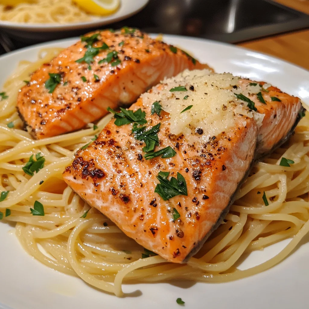 Creamy Garlic Salmon Pasta