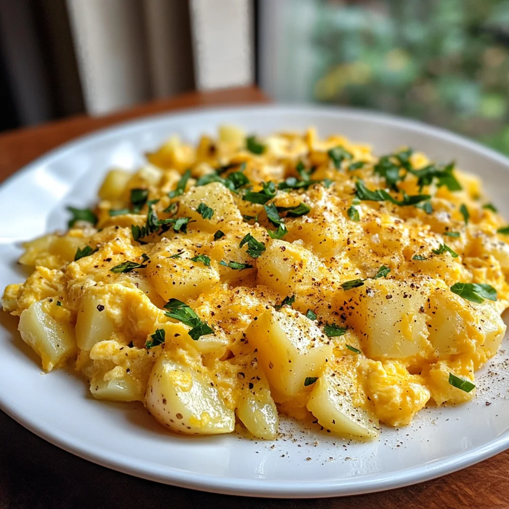 Cheesy Potato Egg Scramble