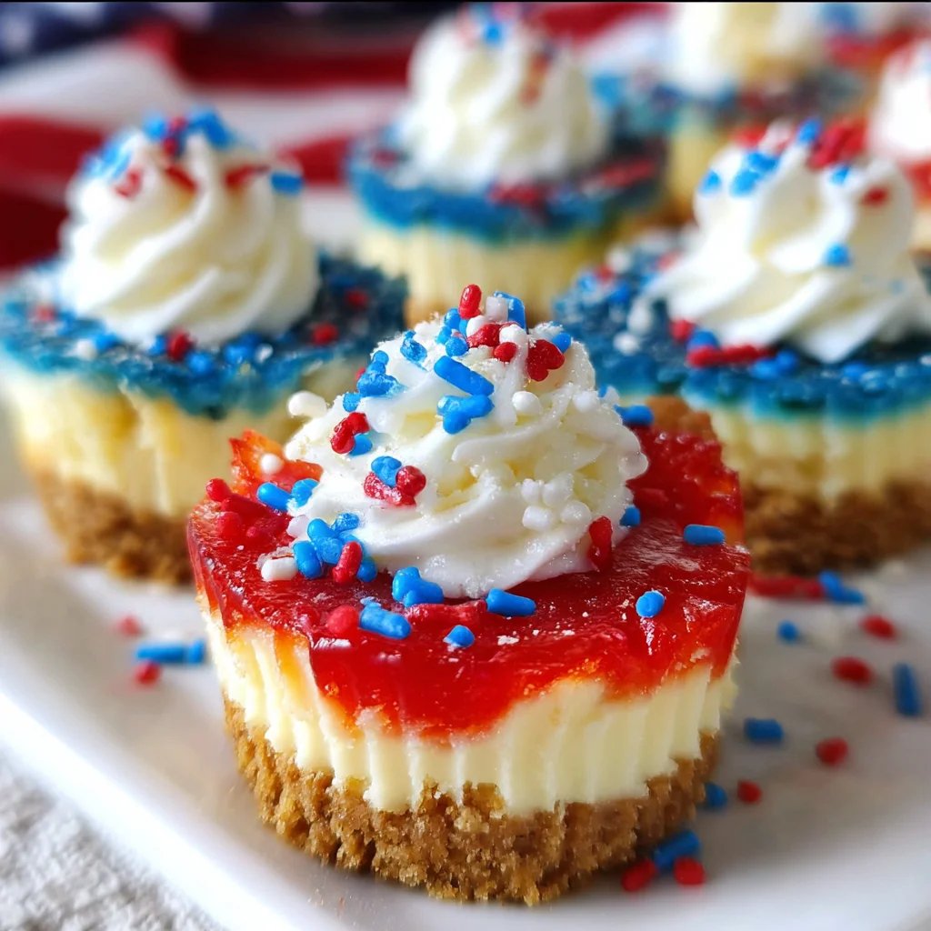 Red, White and Blue Mini Cheesecakes